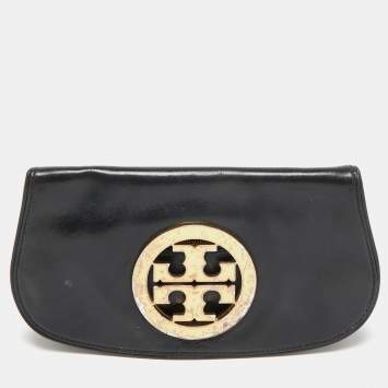 Pre Owned Tory Burch Black Leather Britten Crossbody Bag