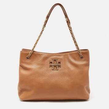 Pre Owned Tory Burch Brown Leather Britten Slouchy Tote