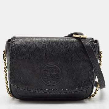Pre Owned Tory Burch Black Leather Mini Marion Crossbody Bag