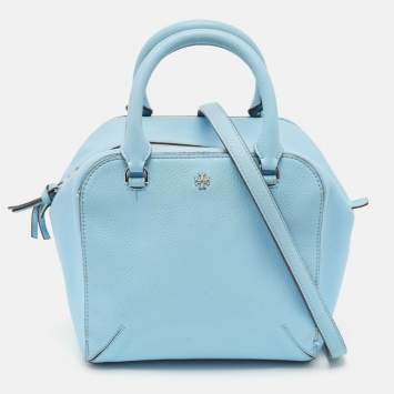 Pre Owned Tory Burch Light Blue Leather Robinson Shoulder Bag