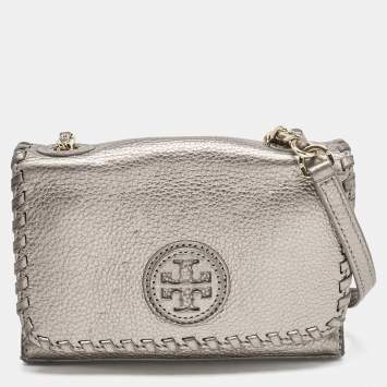 Pre Owned Tory Burch Metallic Leather Marion Shoulder Bag