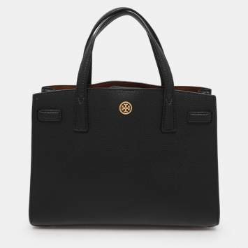 Pre Owned Tory Burch Black Leather Walker Tote