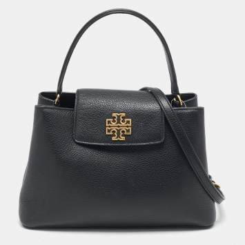 Pre Owned Tory Burch Black Leather Small Britten Satchel