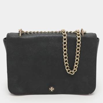 Pre Owned Tory Burch Black Leather Chain Shoulder Bag