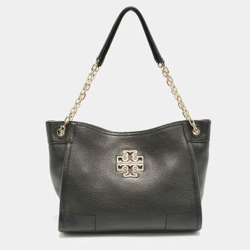 مملوكة مسبقًا Tory Burch Black Leather Small Britten Slouchy Tote