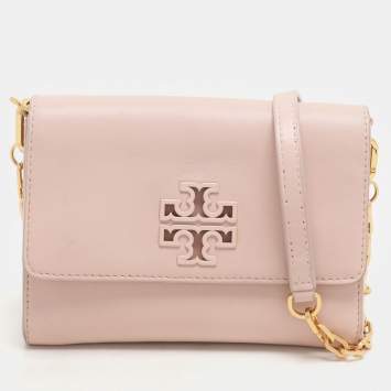 Tory Burch Pink Leather Britten Flap Crossbody Bag