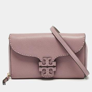 Tory Burch Pink Leather Mcgraw Wallet On Strap