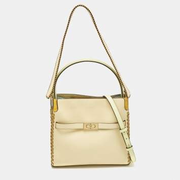 Tory Burch Multicolor Leather and Suede Small Whipstitch Lee Radziwill Top Hande Bag