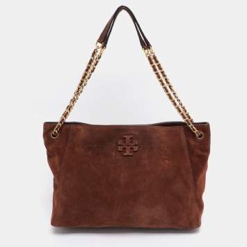 Pre Owned Tory Burch Brown Suede McGraw Slouchy Tote