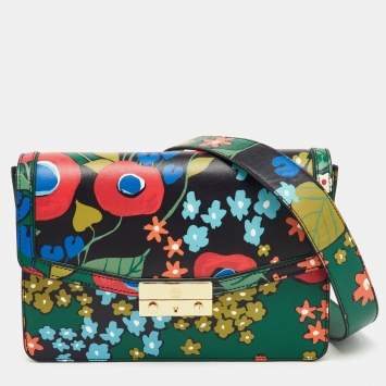 Pre Owned Tory Burch Multicolor Floral Print Leather Juliette Shoulder Bag