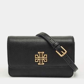 Pre Owned Tory Burch Black Leather Britten Shoulder Bag