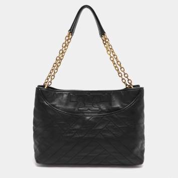 مملوكة مسبقًا Tory Burch Black Quilted Leather Alexa Tote