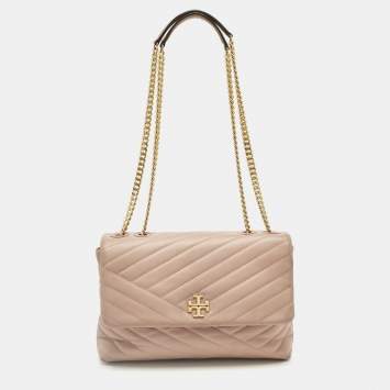 Pre Owned Tory Burch Pink Quilted Leather Kira Shoulder Bag