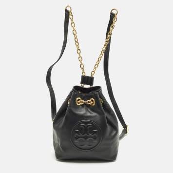 مملوكة مسبقًا Tory Burch Fleming Chain Mini Black Leather Backpack