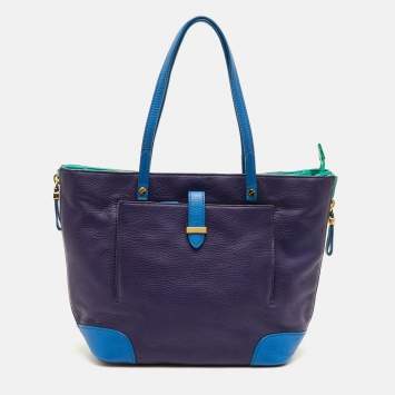 مملوكة مسبقًا Tory Burch Multicolor Leather Colorblock Shopper Tote
