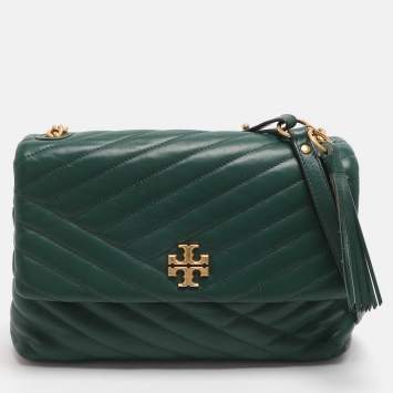 مملوكة مسبقًا Tory Burch Kira Green Chevron Leather Shoulder Bag