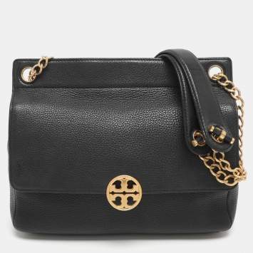 مملوكة مسبقًا Tory Burch Chelsea Black Leather Shoulder Bag