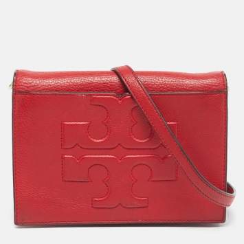 مملوكة مسبقًا حقيبة كروس توري برش هاربر جلد أحمر مغلف