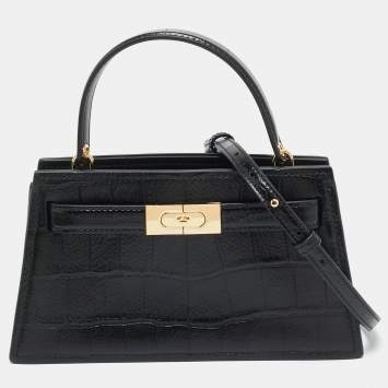 Pre Owned حقيبة يد علوية توري برش لي رادزيويل جلد منقوش أبيض