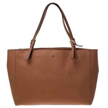 Pre Owned Tory Burch Tan Leather Large York Buckle Tote