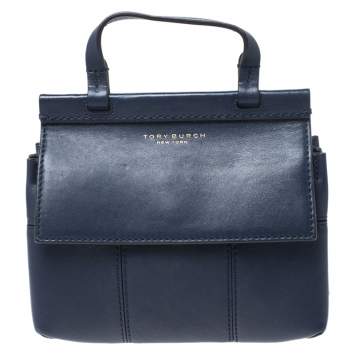 Pre Owned Tory Burch Blue Leather Crossbody Bag