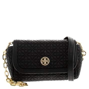 Pre Owned Tory Burch Black Leather Mini Robinson Crossbody Bag