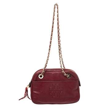 Pre Owned Tory Burch Red Leather Camera Shoulder Bag