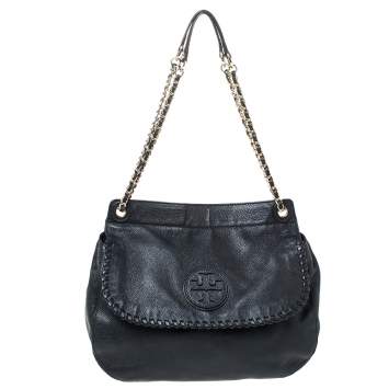 Pre Owned Tory Burch Black Leather  Chelsea Flap Shoulder Bag