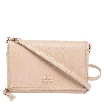 Pre Owned Tory Burch Blush Pink Leather Robinson Clutch Bag