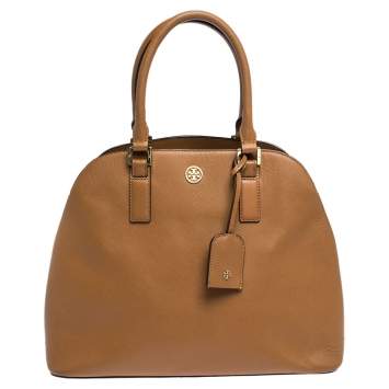 Pre Owned Tory Burch Brown Leather Robinson Dome Satchel
