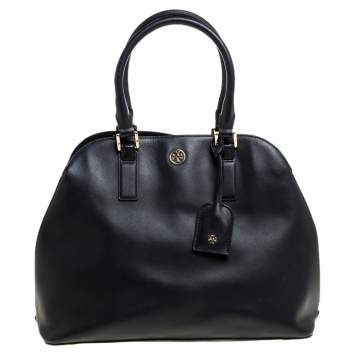 Pre Owned Tory Burch Black Leather Robinson Dome Satchel