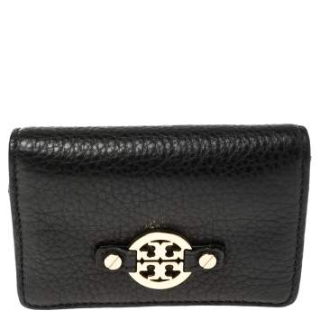 Pre Owned Tory Burch Black Leather Robinson Card Holder