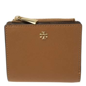 Pre Owned Tory Burch Tan Leather Bifold Card Holder 