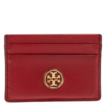 Pre Owned Tory Burch Red Leather Robinson Card Holder