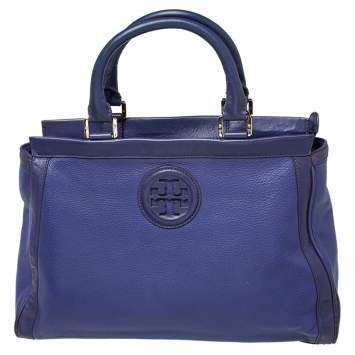 Pre Owned Tory Burch Purple Leather Hannah Tote