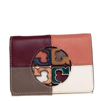 Pre Owned Tory Burch Multicolor Leather Colorblocked Miller Wallet