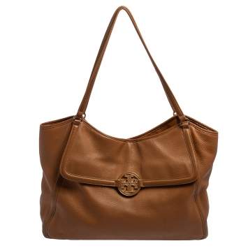 Pre Owned Tory Burch Tan Leather Large Amanda Hobo