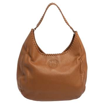 Pre Owned Tory Burch Tan Leather Marion Hobo
