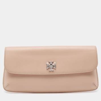 Pre Owned Tory Burch Light Beige Saffiano Leather Diana Clutch