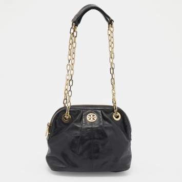 Pre Owned Tory Burch Black Leather Chain Satchel