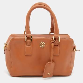 Pre Owned Tory Burch Caramel Leather Mini Robinson Satchel