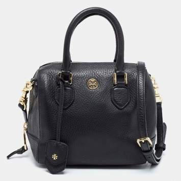 Pre Owned Tory Burch Black Leather Robinson Middy Satchel