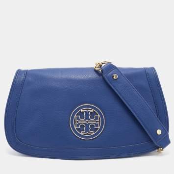 Pre Owned Tory Burch Blue Leather Britten Shoulder Bag