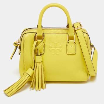 Pre Owned Tory Burch Yellow Leather Mini Thea Satchel