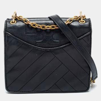 Pre Owned Tory Burch Black Leather Alexa Shoulder Bag