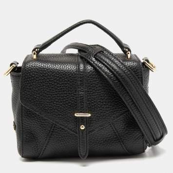 Pre Owned Tory Burch Black Leather Mini 797 Top Handle Bag