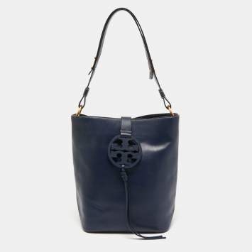 مملوكة مسبقًا Tory Burch Dark Blue Leather Miller Hobo