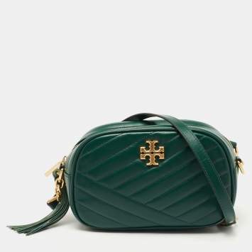 Pre Owned Tory Burch Green Leather Kira Camera Bag