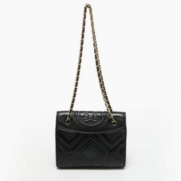 Pre Owned Tory Burch Black Leather Alexa Shoulder Bag