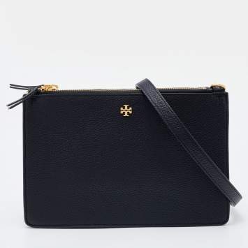 Pre Owned Tory Burch Black Leather Crossbody Bag